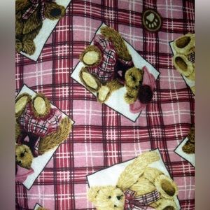 Handmade Teddy Bears Baby Quilt w/Satin Bows 38" x 43" Burgundy & Cream colors